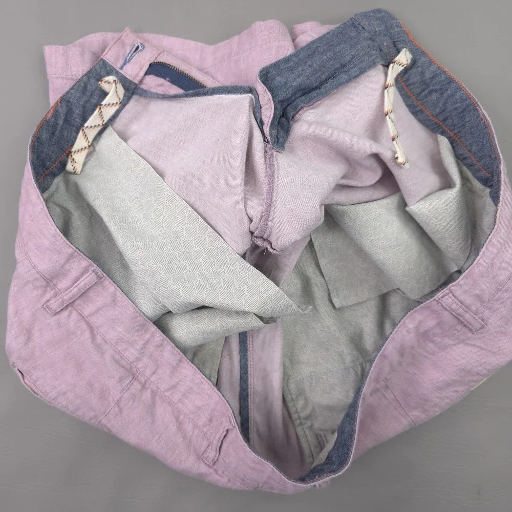 Faherty Shorts Mens 36 Pink Linen Cotton Stretch‎ Chino 7 Inch Summer Casual